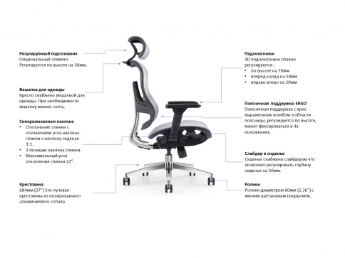 EXPERT ERGO FLY-HB H02W серое - 5